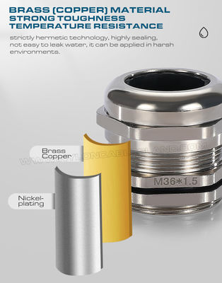 Waterproof Metallic Cable Glands, Brass Nickel-Plated, Metric Thread, M6x1.0~M150x2, IP68/IP69K, BCG Series