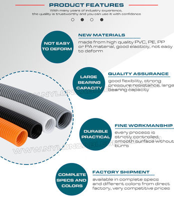 PA Polyamide Colored Electrical Conduit, AD15.8 Nylon Corrugated Tube 12mm Polymer Flexible Pipe for Wire Harness