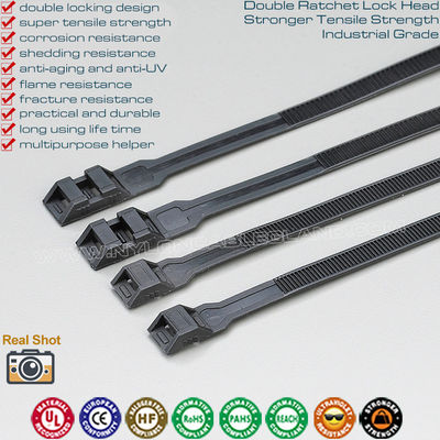 Cable Ties Double-locking Cable Tie 9x350mm Black Cable Zip Tie Strap with Double Lock 110LBS, Ø20-93mm