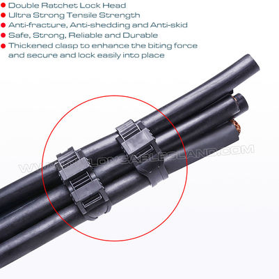 Cable Ties Double-locking Cable Tie 9x350mm Black Cable Zip Tie Strap with Double Lock 110LBS, Ø20-93mm