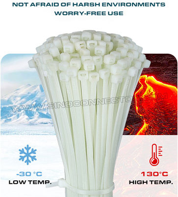 Heat Stabilized Plastic Cable Tie Strap Nylon 66 100mm x 2.5 (18 LBS), 130°C Temperature Resistant Cable Zip Tie Polyamide 66 for Harsh Environments