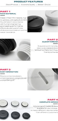 Blind Plugs Plastic PG Type Gray or Black IP54/IP68, Round Blanking Plugs (Stopping Plugs) Nylon PG7~PG48 Thread for Sealing Holes