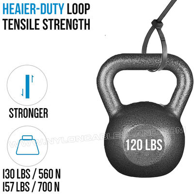 Heavy-duty Nylon (PA) 6.6 Cable Tie 7.6x300mm, Ø8~80mm Adjustable Plastic Zip Tie Wrap (UL94 V-2) with 130lbs/157lbs Strength for Construction