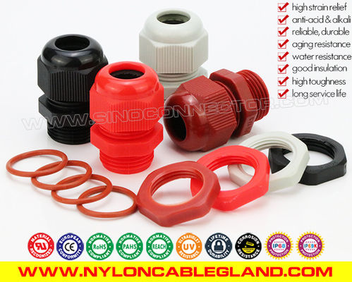 M20 Nylon Polymer Plastic Metric Cable Gland, 6-12mm Adjustable IP68 & IP69K Watertight PA Cable Gland with Fluoroelastomer Seal