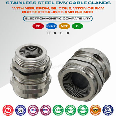 차폐 케이블용 EMC/EMV 케이블그랜드커넥터, PG 스레드, 스테인리스 스틸 SS304, SS316 및 SS316L