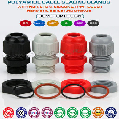 폴리아미드 PG13.5 케이블그랜드, 6-12mm 케이블 범위용 20.4mm PG 스레드 IP68 절연 케이블그랜드커넥터