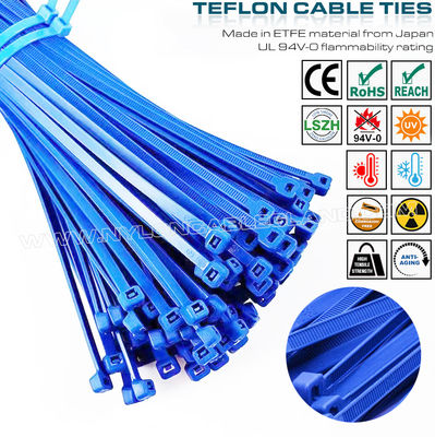 ETFE 블루 케이블 타이 3.6x200mm, 94V-0 내화 테프론 Teflon 케이블 타이 혹독한 환경에 적합한 내열성 테프젤 Tefzel 케이블 와이어 타이