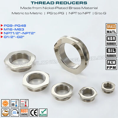 니켈 도금 황동 나사산 감속기 Reducers (미터법-미터법, PG-PG, NPT-NPT, G-G)