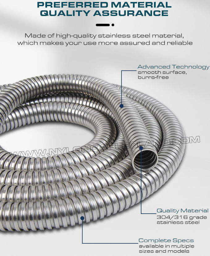 304/316 스테인리스 스틸 금속 골판지 호스 리플 호스 DN20(외경 24.3mm x 내경 20mm) 50m/릴, 케이블 또는 전선 보호용