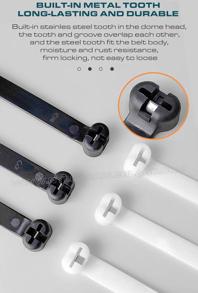 금속 잠금 이빨이 있는 플라스틱 케이블 타이 400mm x 8mm, 인장 강도 112파운드(550N) 선박 조선용