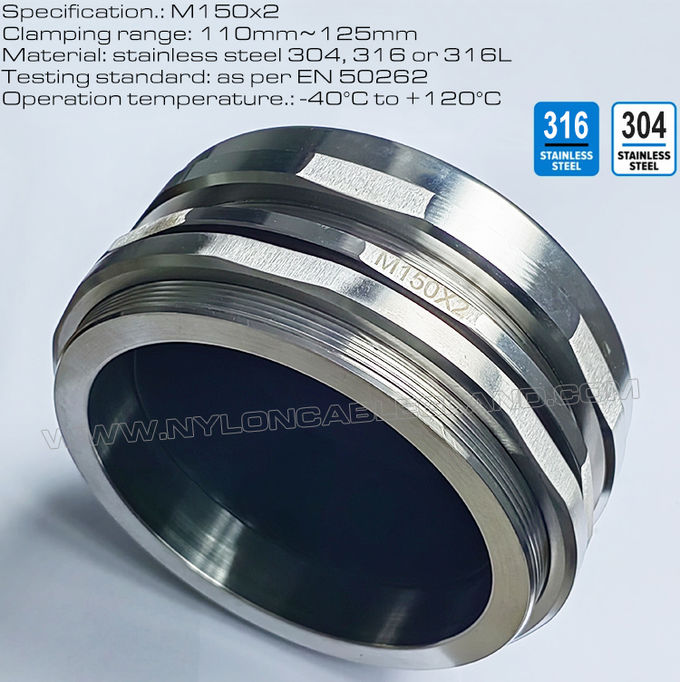 110~125mm 대형 케이블용 스테인리스 스틸 304/316 M150x2 케이블 글랜드 케이블그랜드