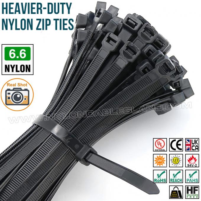 Heavy-duty Nylon (PA) 6.6 Cable Tie 7.6x300mm, Ã8~80mm Adjustable Plastic Zip Tie Wrap (UL94 V-2) with 130lbs/157lbs Strength for Construction